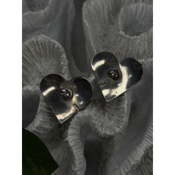 Vintage Scapes 925 Sterling Silver Heart Purple Agate Earrings