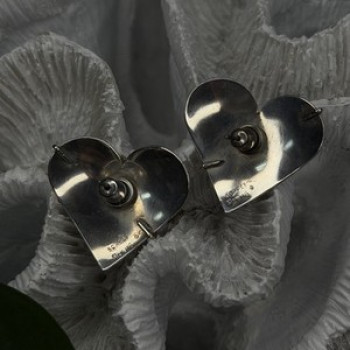 Vintage Scapes 925 Sterling Silver Heart Purple Agate Earrings