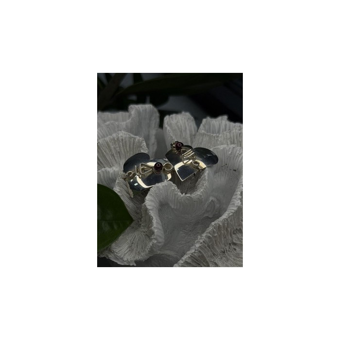 Vintage Scapes 925 Sterling Silver Heart Purple Agate Earrings