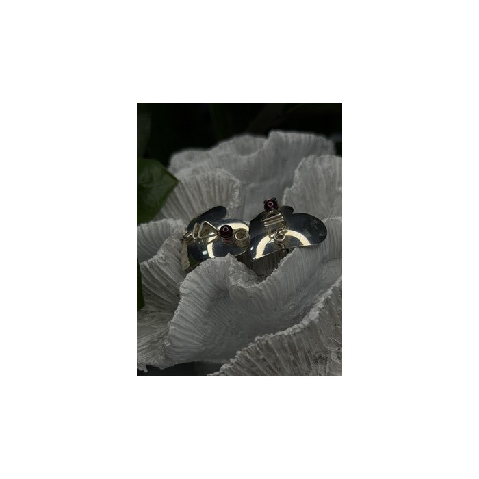 Vintage Scapes 925 Sterling Silver Heart Purple Agate Earrings