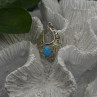 925 Sterling Silver Yellow and Rose Gold Plated Leaf Turquoise Pendant