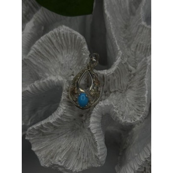 925 Sterling Silver Yellow and Rose Gold Plated Leaf Turquoise Pendant