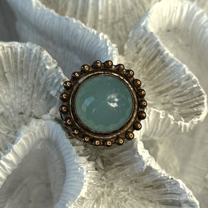 Vintage 925 Sterling Silver Sky Blue Chalcedony Ring Size 5.5
