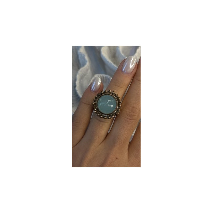 Vintage 925 Sterling Silver Sky Blue Chalcedony Ring Size 5.5