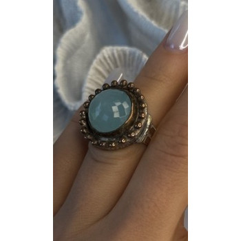 Vintage 925 Sterling Silver Sky Blue Chalcedony Ring Size 5.5