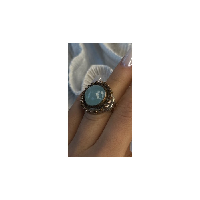 Vintage 925 Sterling Silver Sky Blue Chalcedony Ring Size 5.5