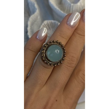 Vintage 925 Sterling Silver Sky Blue Chalcedony Ring Size 5.5