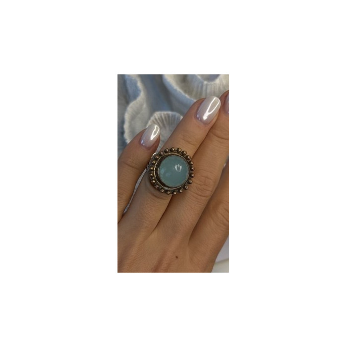 Vintage 925 Sterling Silver Sky Blue Chalcedony Ring Size 5.5