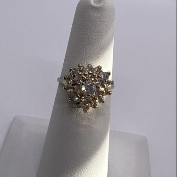 925 Sterling Silver with Gilding CZ Ring Size 5.5