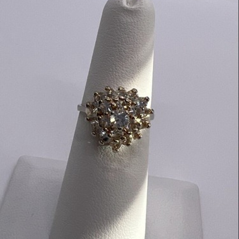 925 Sterling Silver with Gilding CZ Ring Size 5.5