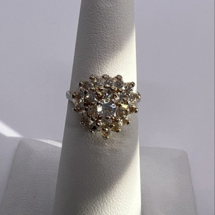 925 Sterling Silver with Gilding CZ Ring Size 5.5