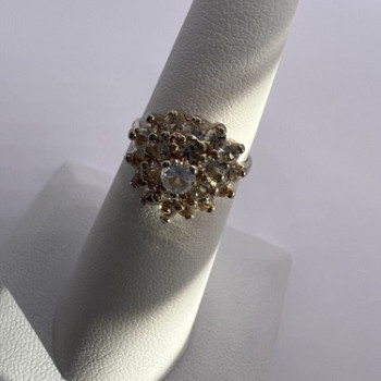 925 Sterling Silver with Gilding CZ Ring Size 5.5