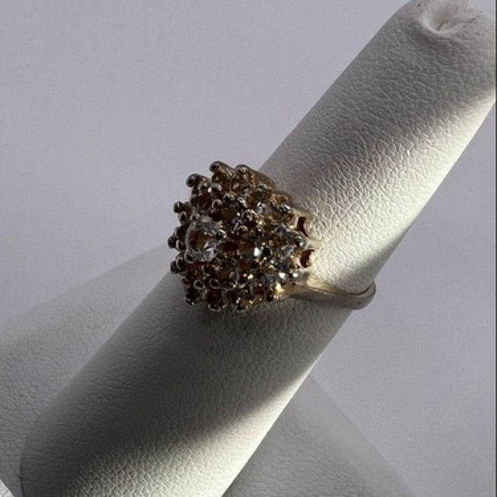 925 Sterling Silver with Gilding CZ Ring Size 5.5
