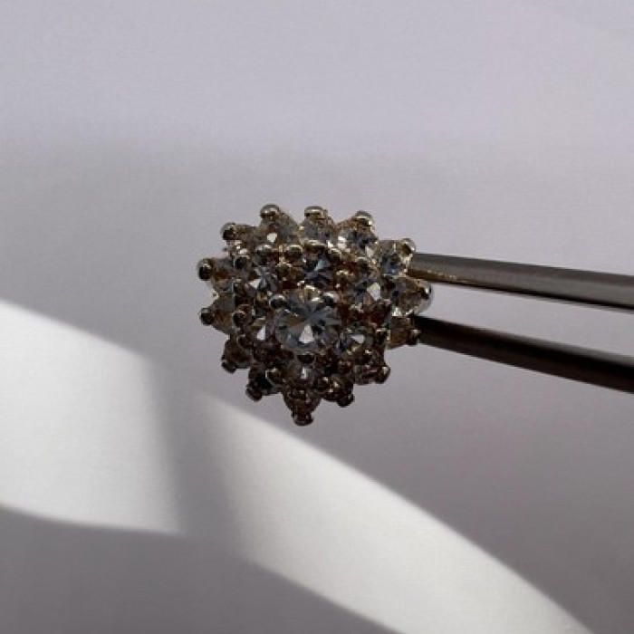 925 Sterling Silver with Gilding CZ Ring Size 5.5