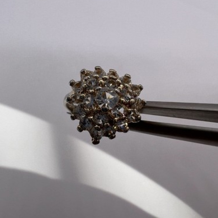 925 Sterling Silver with Gilding CZ Ring Size 5.5