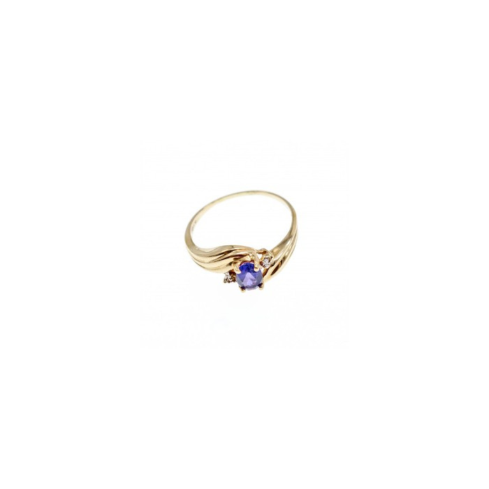 10K YELLOW GOLD AMETHYST & DIAMONDS RING SIZE 5.5