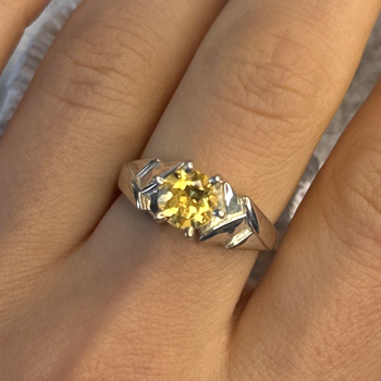 Elegant 925 Sterling Silver Yellow Citrine Ring Size 8