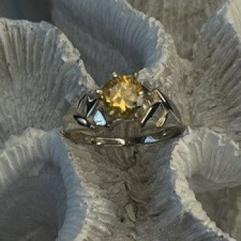 Elegant 925 Sterling Silver Yellow Citrine Ring Size 8