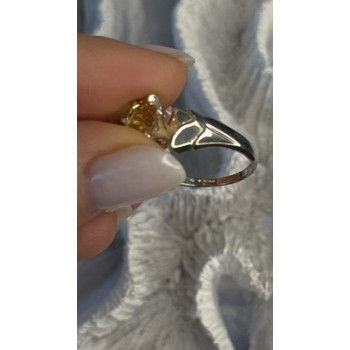 Elegant 925 Sterling Silver Yellow Citrine Ring Size 8