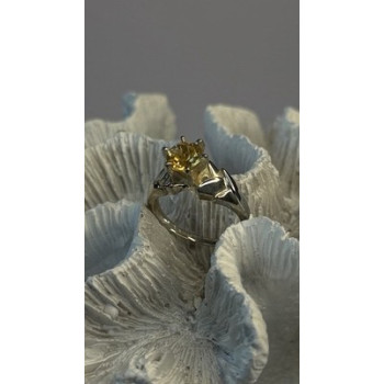 Elegant 925 Sterling Silver Yellow Citrine Ring Size 8