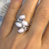 925 Sterling Silver Peruvian Pink Opal & White Colorless Beryl Ring Size 8