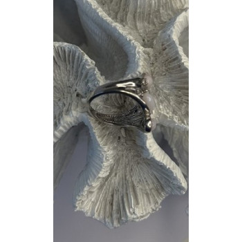 925 Sterling Silver Peruvian Pink Opal & White Colorless Beryl Ring Size 8