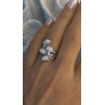 925 Sterling Silver Peruvian Pink Opal & White Colorless Beryl Ring Size 8