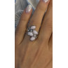 925 Sterling Silver Peruvian Pink Opal & White Colorless Beryl Ring Size 8