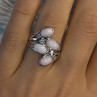 925 Sterling Silver Peruvian Pink Opal & White Colorless Beryl Ring Size 8