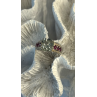 925 Sterling Silver Cushion-Cut Aquamarine & Pink Tourmaline Ring Size 9
