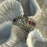 925 Sterling Silver Cushion-Cut Aquamarine & Pink Tourmaline Ring Size 9