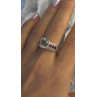 925 Sterling Silver Cushion-Cut Aquamarine & Pink Tourmaline Ring Size 9