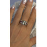 925 Sterling Silver Cushion-Cut Aquamarine & Pink Tourmaline Ring Size 9