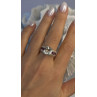 925 Sterling Silver Cushion-Cut Aquamarine & Pink Tourmaline Ring Size 9