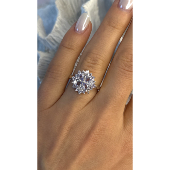 Floral 925 Sterling Silver Tanzanite Ring Size 7