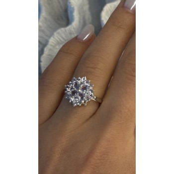 Floral 925 Sterling Silver Tanzanite Ring Size 7