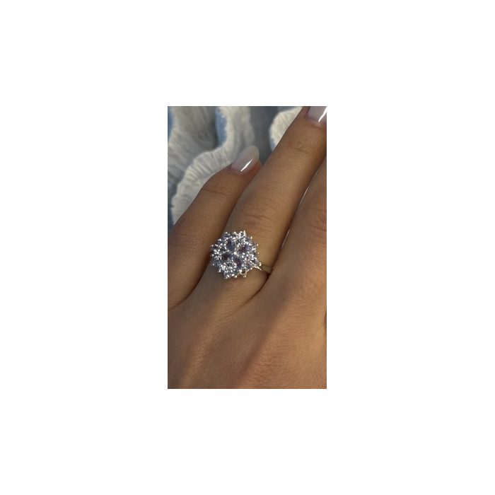 Floral 925 Sterling Silver Tanzanite Ring Size 7