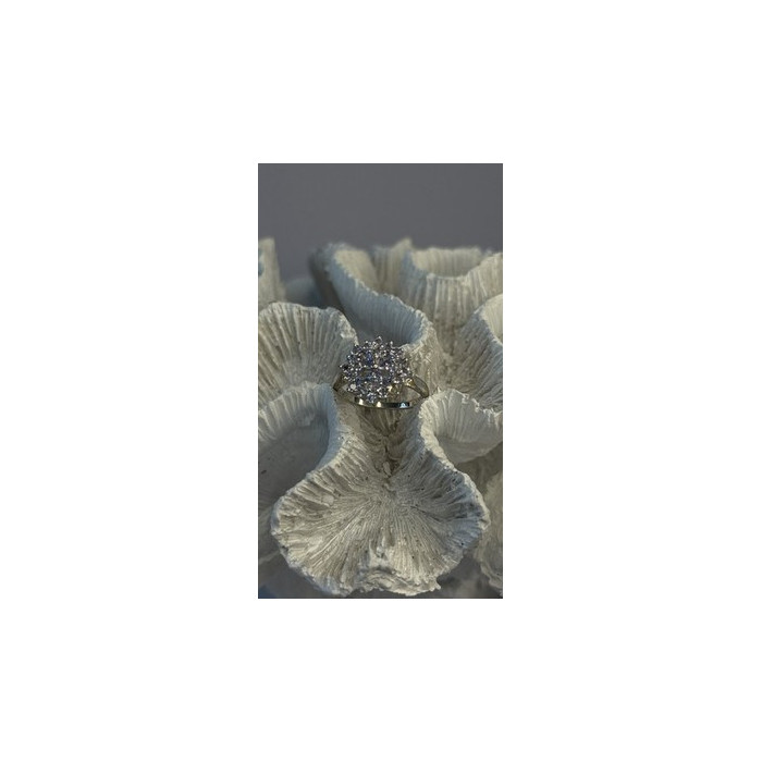 Floral 925 Sterling Silver Tanzanite Ring Size 7
