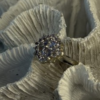 Floral 925 Sterling Silver Tanzanite Ring Size 7