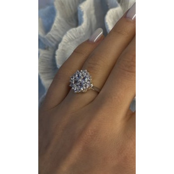 Floral 925 Sterling Silver Tanzanite Ring Size 7