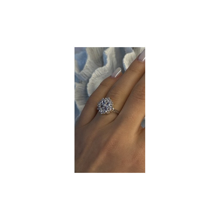 Floral 925 Sterling Silver Tanzanite Ring Size 7
