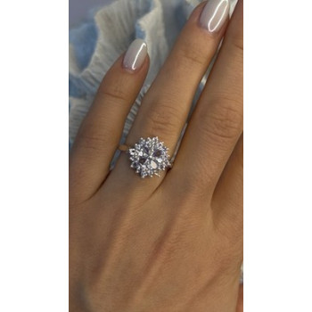 Floral 925 Sterling Silver Tanzanite Ring Size 7