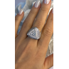 Unisex 925 Sterling Silver Trillion-Cut Simulated Diamond Cz Stones Ring Size 10