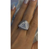 Unisex 925 Sterling Silver Trillion-Cut Simulated Diamond Cz Stones Ring Size 10