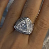 Unisex 925 Sterling Silver Trillion-Cut Simulated Diamond Cz Stones Ring Size 10