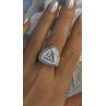 Unisex 925 Sterling Silver Trillion-Cut Simulated Diamond Cz Stones Ring Size 10