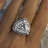 Unisex 925 Sterling Silver Trillion-Cut Simulated Diamond Cz Stones Ring Size 10