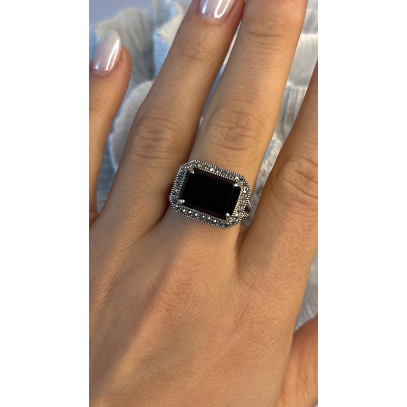 Marc 925 Sterling Silver Black Onyx Ring Size 8