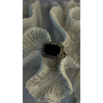 Marc 925 Sterling Silver Black Onyx Ring Size 8