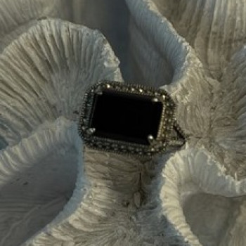 Marc 925 Sterling Silver Black Onyx Ring Size 8